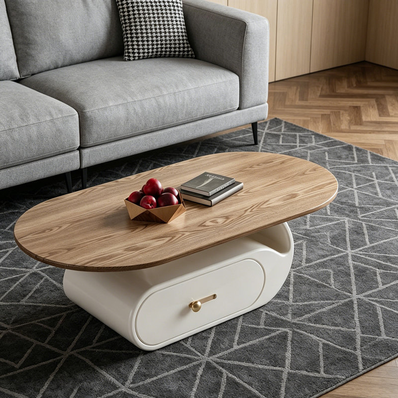 Table basse Modern Modern, 16.14" H x 47.24" L x 23.62" W, Brun noisette / blanc, Bois