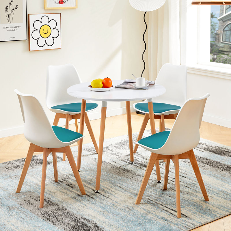 Theresa 4 - Person Dining Set, White/Green
