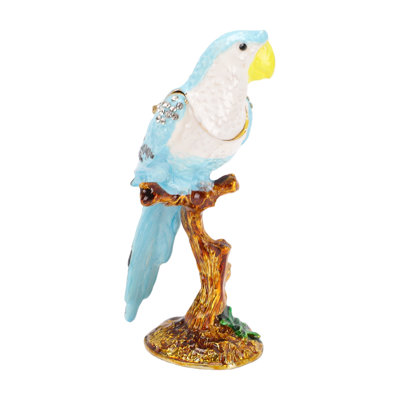 Boîte à bijoux perroquet, émail peint à la main, bibelot avec strass, décoration de bureau 2