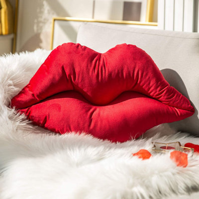 Lips Throw Pillow Smooth Soft Velvet Pillow Cover & Insert