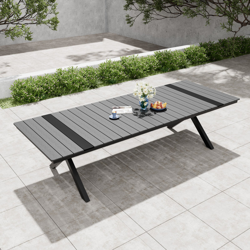 Table de salle à manger pour l'extérieur 8-12 personnes, H 29,3 po x l 118,1 po x P 40,6 po, Gris foncé