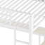 Grand lit mezzanine en grain de bois blanc avec bureau, garde-robe et rangement, espace de couchage, armoire encastrée en métal, optimisation du bureau