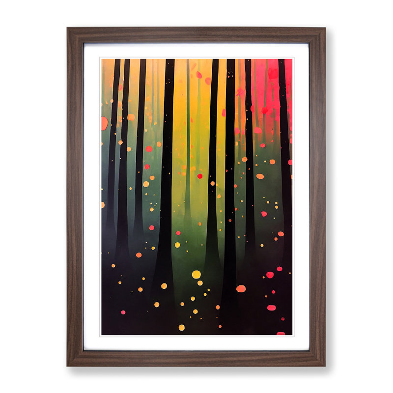 Twinkling Forest - Single Picture Frame Print, 64cm H x 46cm W x 2cm D, Walnut Framed