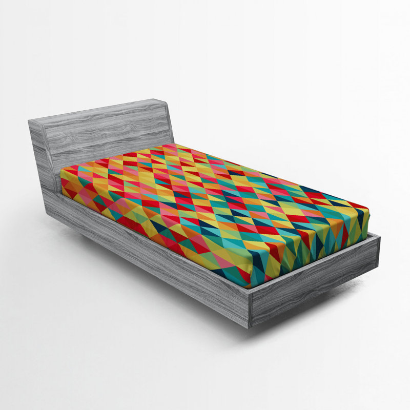 Microfiber Geometric Fitted Sheet, Twin Fitted Sheet