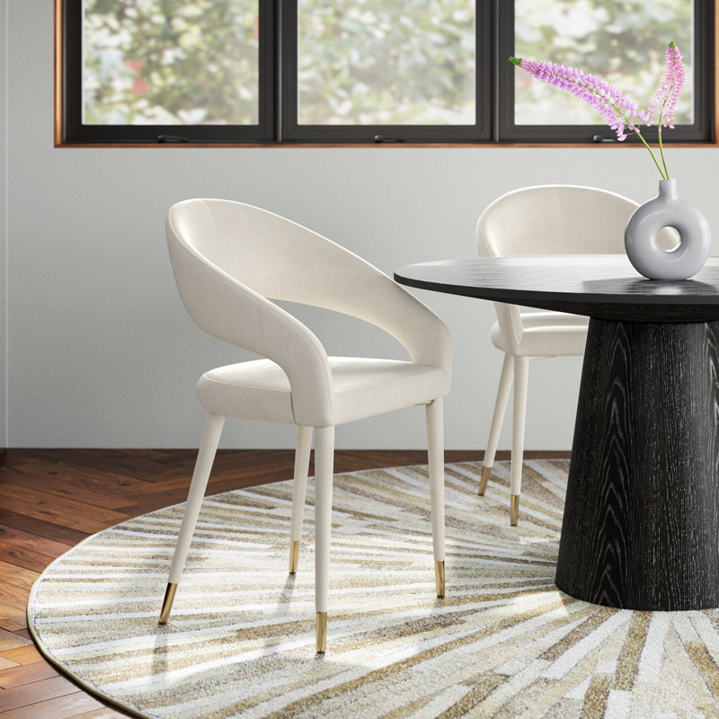 Chaises d'appoint de salle à manger rembourrées en velours de 19 po Farview , Velours crème