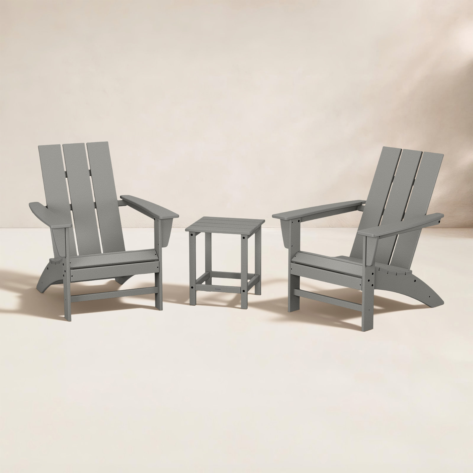 Modern Adirondack 3 Piece Seating Group, Slate Gray