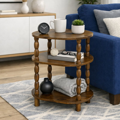Petite table de bout ovale à 3 niveaux pour petits espaces