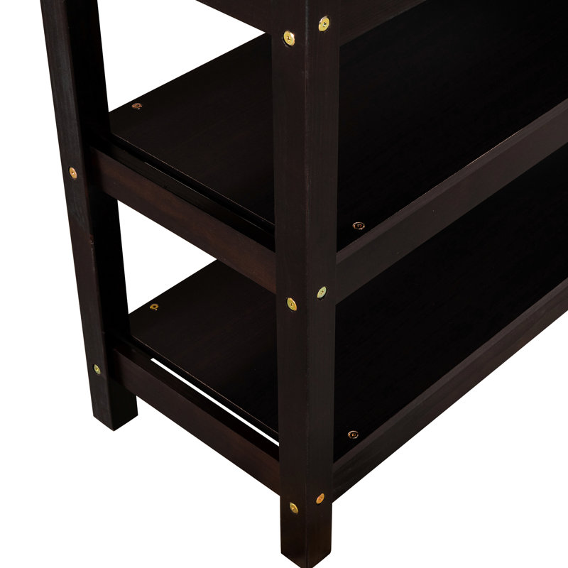 Lit mezzanine double. Comprend des tablettes sous le bureau et des tablettes de rangement. Taille du lit Livré avec une tablette.
