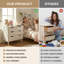 Table de chevet moderne 24,4 po avec 4 tiroirs de rangement et pieds en bois massif - Blanc-811401056