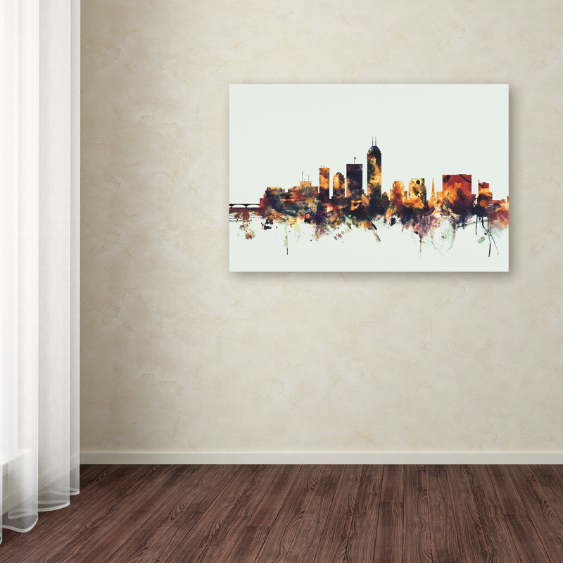 « indianapolis indiana horizon », reproduction d’impression sur toile, H 12 po x l 19 po x P 2 po