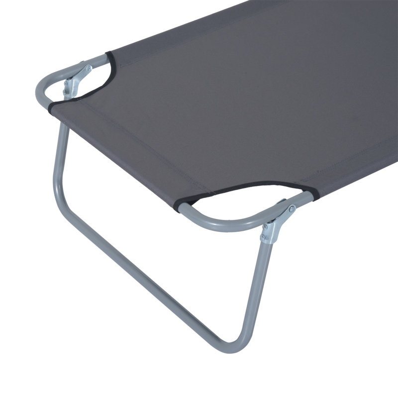 Outdoor Sunbathing Folding Recliner with Canopy Awning, Grey
