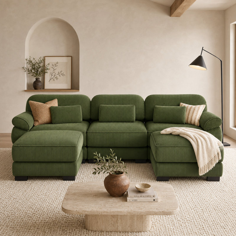 Canapé modulaire surdimensionné en U Burwell Cloud Couch, Vert
