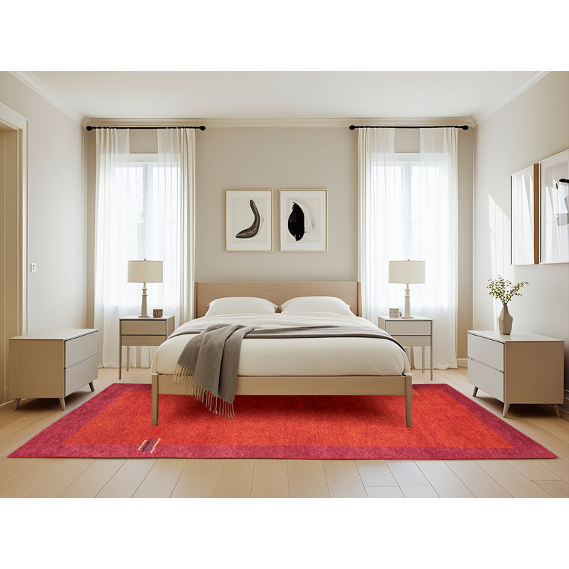 Tapis contemporain orange / rose, Rectangle 5 pi x 8 pi