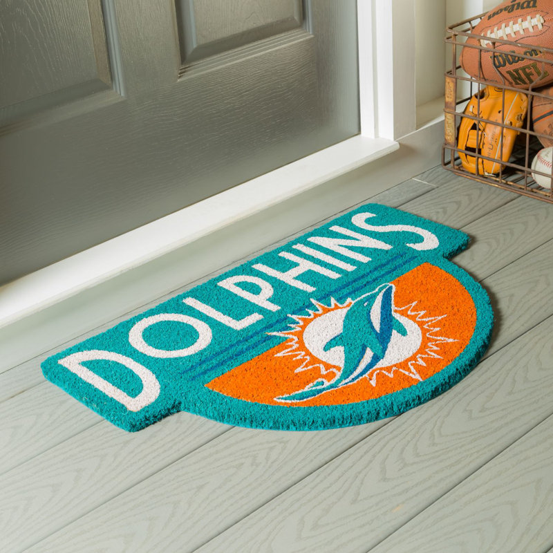 Tapis de bienvenue d'extérieur en fibre de coco NFL, Dauphins