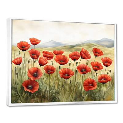 Poppy Wall Art, Red Flower Canvas, Poppies In The Breeze
