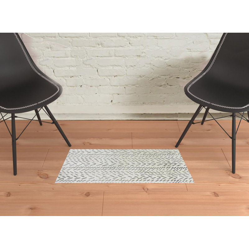 2' X 3' Taupe Abstract Machine Tufted Area Rug With UV Protection