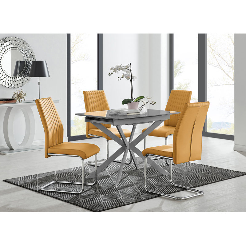 Tierra 4 - Person Dining Set, 75H x 100W x 80D, Mustard