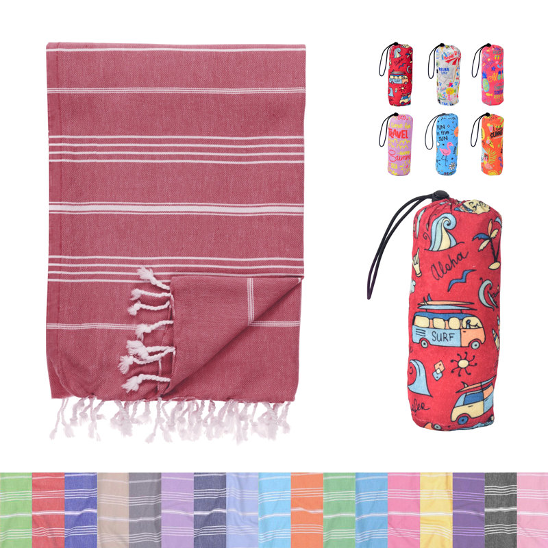 Red Oversized Turkish Cotton Beach Towel, Red