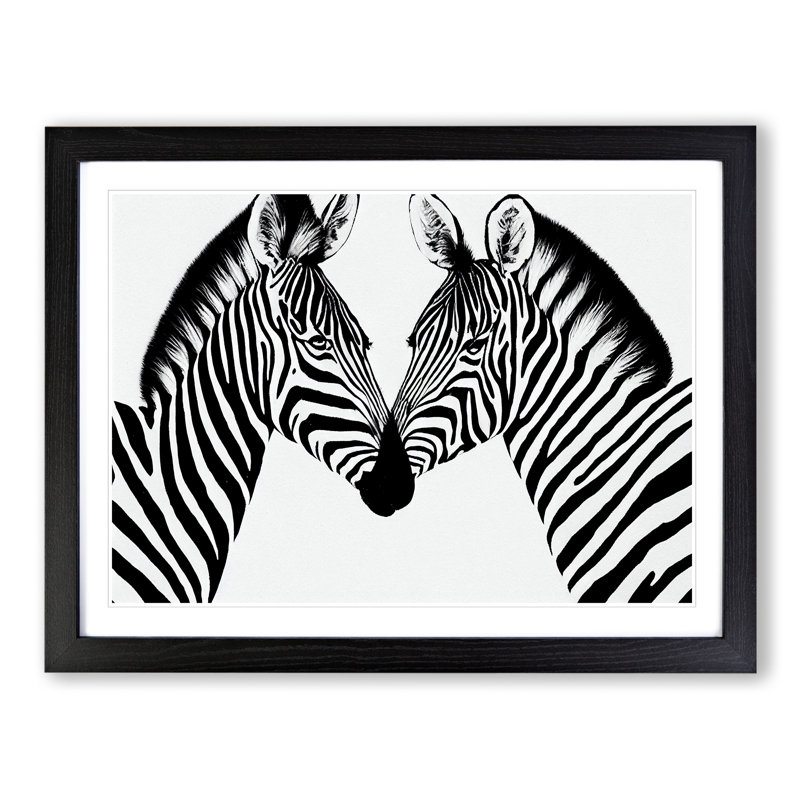 Two Zebras Vol.1 - Single Picture Frame Print, 34cm H x 46cm W x 2cm D, Black