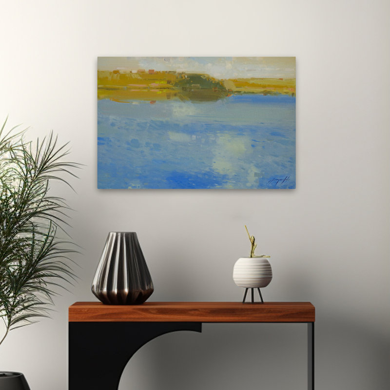 Lakeside - paysages côtiers contemporains, art des Lacs, H 16 po x l 24 po