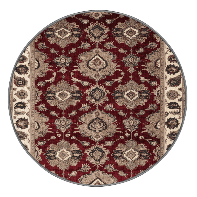 Tapis persan gris lavable à la machine, Rond 3 pi