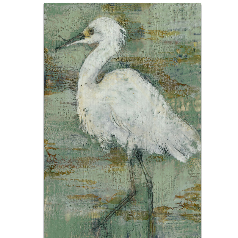 " Textured Heron I ", 12" H x 8" W x 1.5" D, Wrapped Canvas