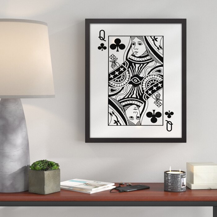 Ivy Bronx 'Queen of Clubs Playing Card' Framed Graphic Art Print on ...