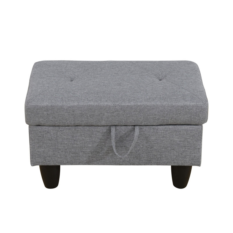 Repose-pieds de rangement rectangulaire 28,5 po Keevha, Lin gris
