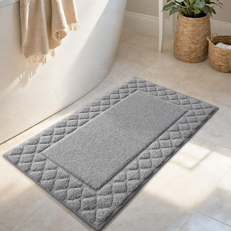 Microfiber Non-Slip Backing Bath Rug, Single - 43" L x 24" W, Light Gray