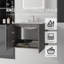 Meuble-lavabo suspendu de 61 cm (24 po) avec lavabo en céramique, 2 portes à fermeture amortie, comptoir et dosseret en marbre reconstitué, armoire en contreplaqué, chêne gris-133274730