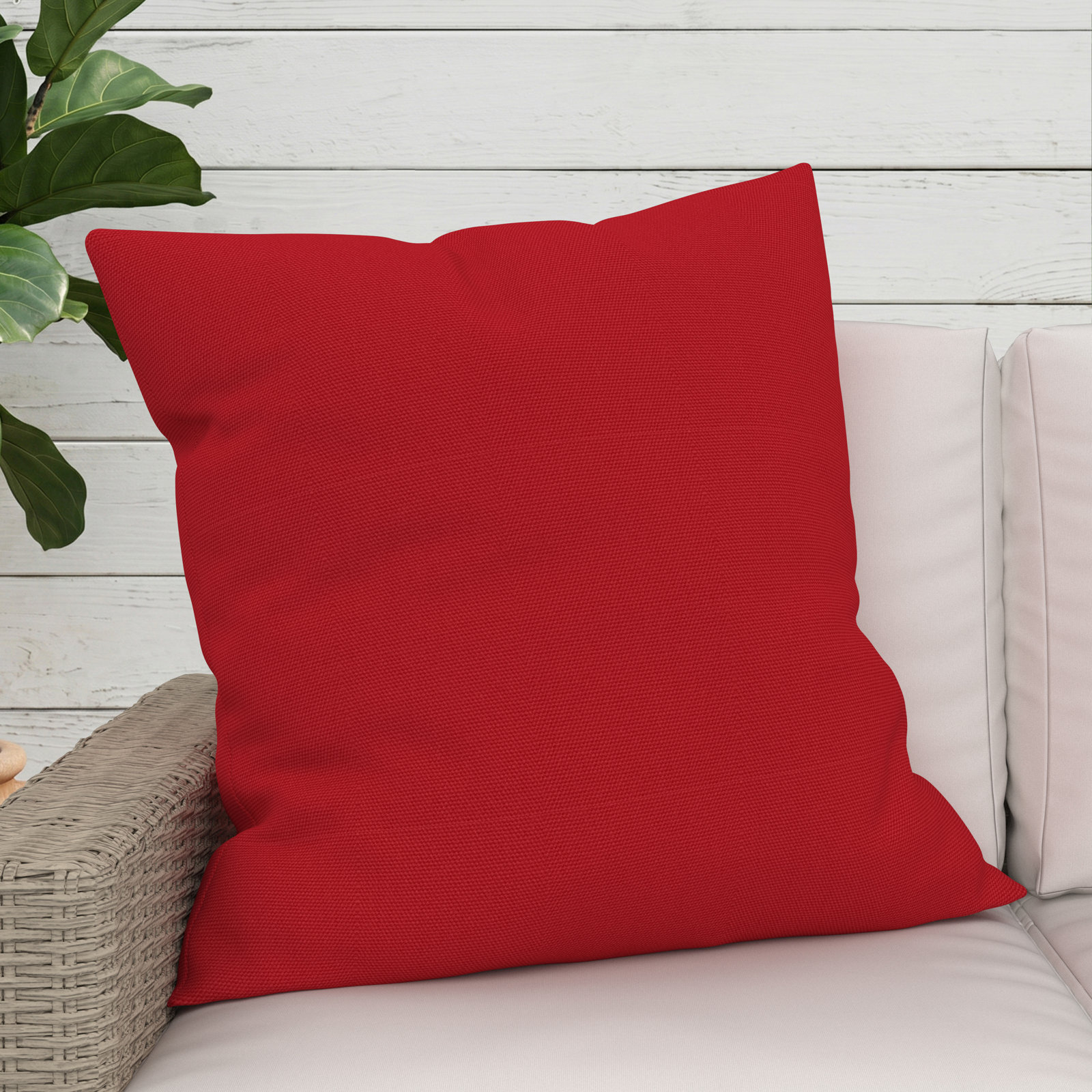 Sunbrella® Throw Pillow, Square 24", Canvas Jockey Red Sunbrella® Canvas