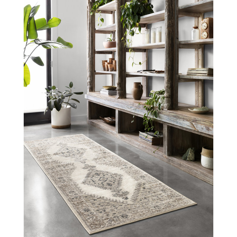 Tapis oriental avoine / ivoire Sagefield, Tapis de couloir 2 pi 8 po x 7 pi 6 po