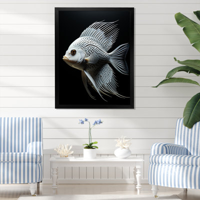 Océanic minimaliste noir et blanc papillon poisson I - art mural poisson papillon