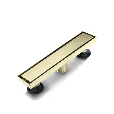 FlowCore 12" Brushed Gold linear grid drain