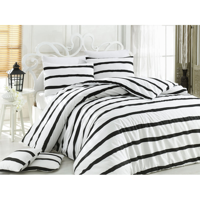 Ensemble de housse de couette 100% coton Benita, Housse de couette 94 po x 87 po + 2 taies d'oreill