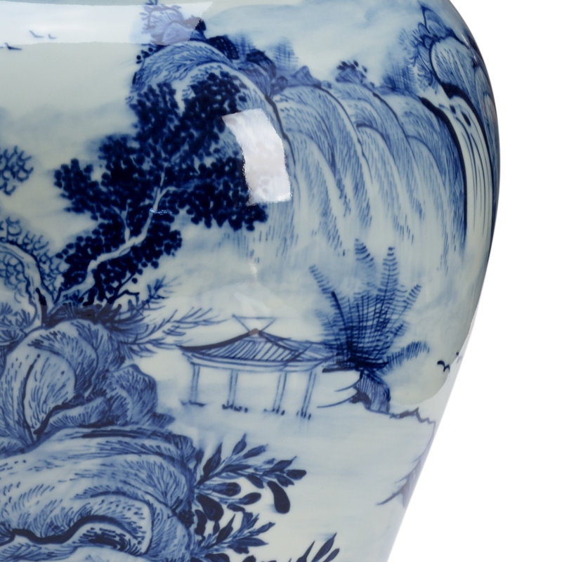 Blue June 2 Piece Blue/White Glaze Porcelain Ginger Jar Set