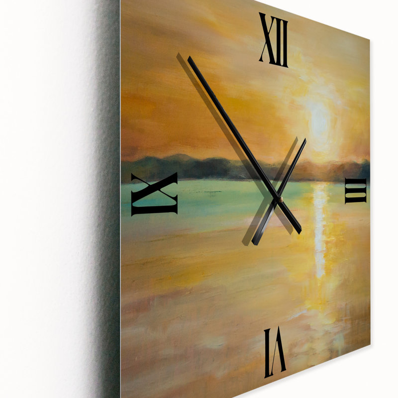 Horloge murale coucher de soleil à l'horizon, Très grand