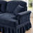 Blue 3 - Seat Sleeper Couch With Silver Threaded Chenille, Curved Shape Cushion Back, Flared Arms, Removable Ruffles Pleats Skirts, And Spindle Legs, Different Arrangements Petal Shaped , Soft