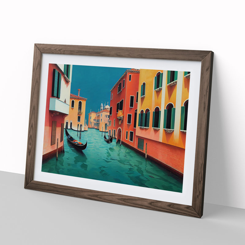 Modern Venice Canal Vol.2 - Framed Print, 25cm H x 34cm W x 2cm D, Brown Framed