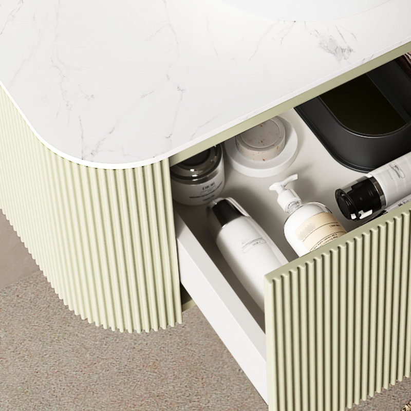 Meuble-lavabo de 91 cm (36 po) - Meuble moderne avec lavabo en céramique, tiroir en contreplaqué, grand espace de rangement et fermeture amortie.