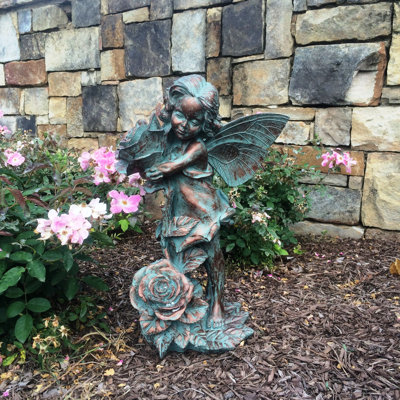 Plants & Flowers Fantasy & Sci-Fi Fairies Tropical Angels & Cherubs Weather Resistant UV Resistant Stone Fiberstone Resin Garden Statue