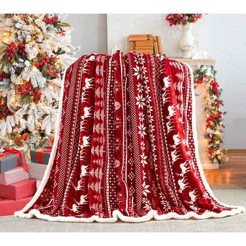 Sherpa Christmas Throw Fleece Flannel Microfiber