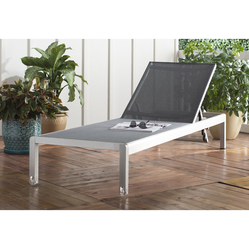Chaise longue inclinable simple Caggiano, 1, Gris foncé / beige