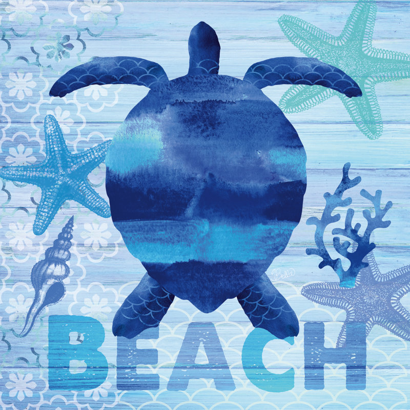 Sea Glass Turtle V2 by Studio Bella - Wrapped Canvas Print, 30cm H x 30cm W