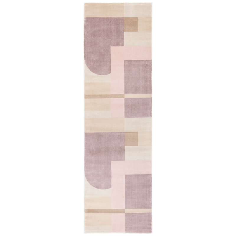 Aslin Geometric Pink/Light Purple Area Rug, Runner 2'2" x 7'