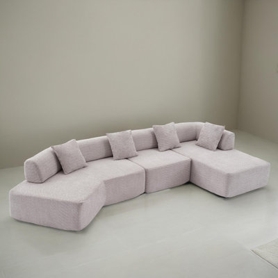 140" Wide L-Shaped Modular Sectional Sofa