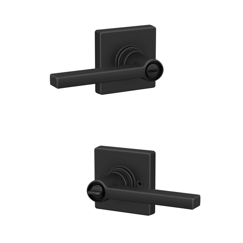J Series Solstice Lever Bed and Bath Lock with Collins Trim, Matte Black