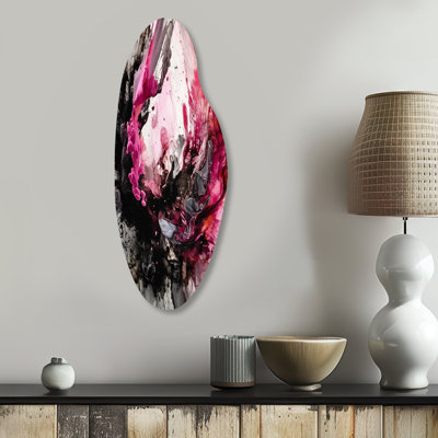 Mihail Black Gold Marble Splash V - Marble Asymmetrical Metal Wall Art, Modern Freeform Metal Art Print