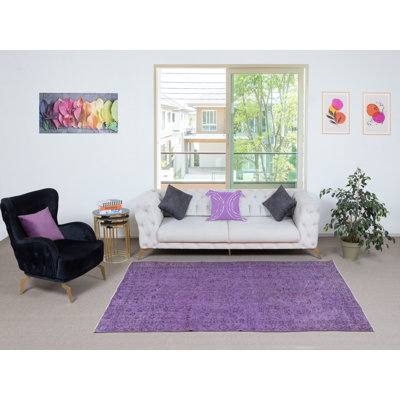 Tapis turc fait à la main 5,2 x 8,4 pi de couleur mauve