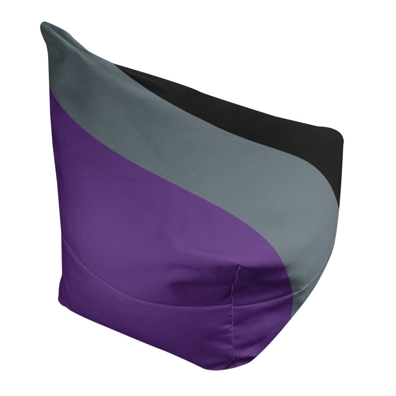 Sacramento Bean Bag Chair & Lounger, 31" x 38" x 42", Purple/Slate Gray/Black
